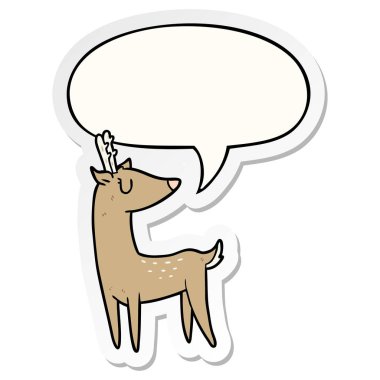 karikatür geyik ve konuşma kabarcık etiket