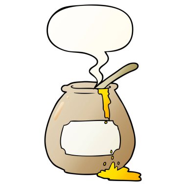 karikatür bal pot ve pürüzsüz degrade tarzında konuşma bal kabarcık