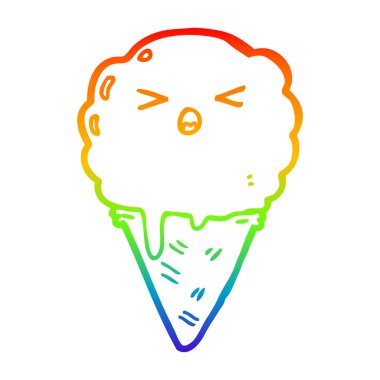 gökkuşağı degrade çizgi çizim karikatür dondurma