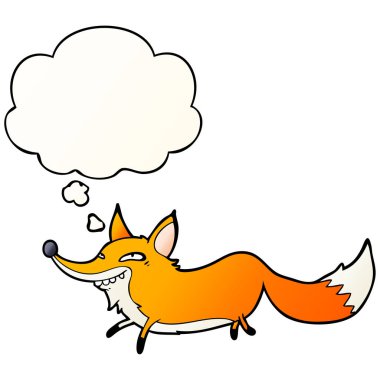 çizgi film sly fox ve pürüzsüz degrade tarzında kabarcık düşünce