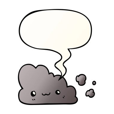pürüzsüz degrade tarzında sevimli karikatür bulut ve konuşma balonu