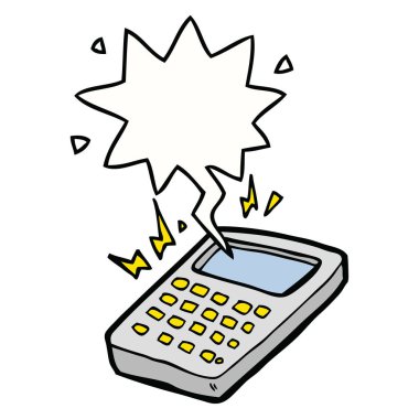 karikatür hesap makinesi ve konuşma balonu