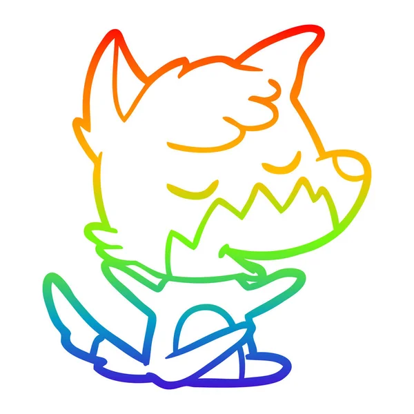 Regenboog gradiënt lijntekening vriendelijke cartoon Fox — Stockvector