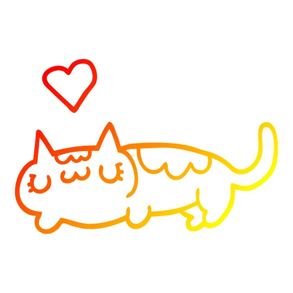 Čára teplého přechodu kresba Kreslená kočka — Stockový vektor