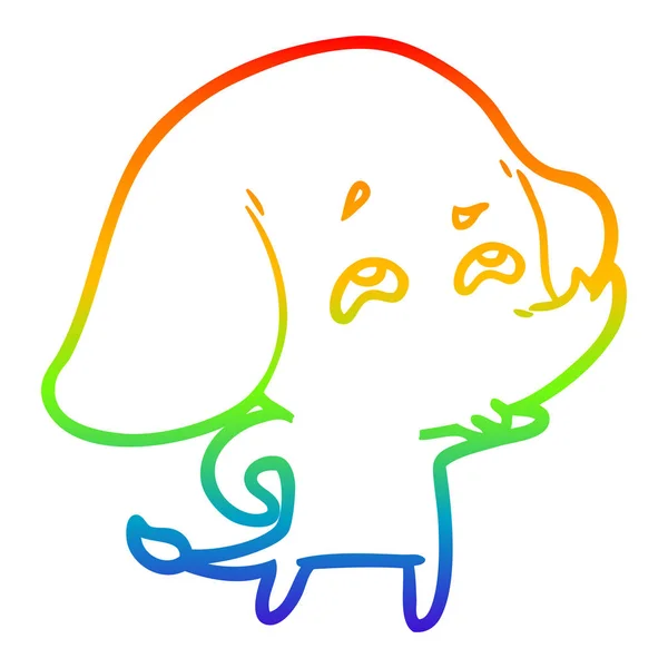 Arco iris gradiente línea dibujo dibujos animados elefante recordar — Vector de stock