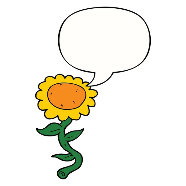 Karikatür ayçiçeği ve konuşma balonu — Stok Vektör