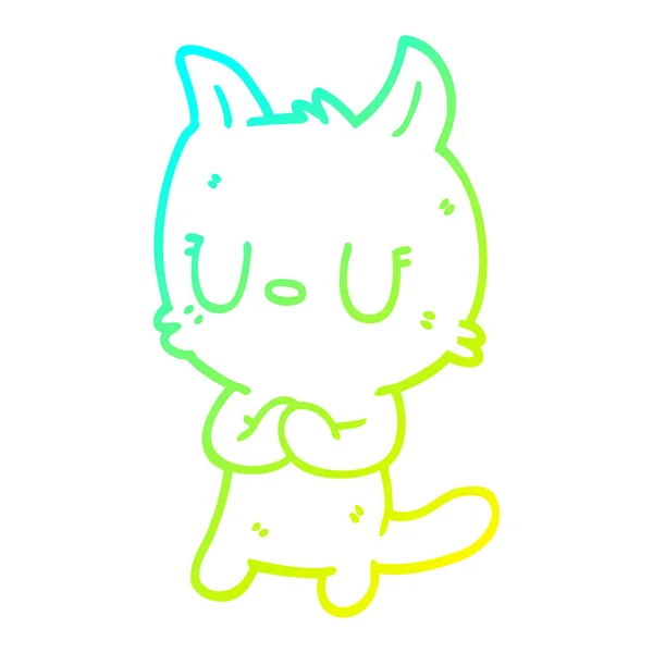 Холодная градиентная линия рисунок милый мультяшный кот — стоковый вектор