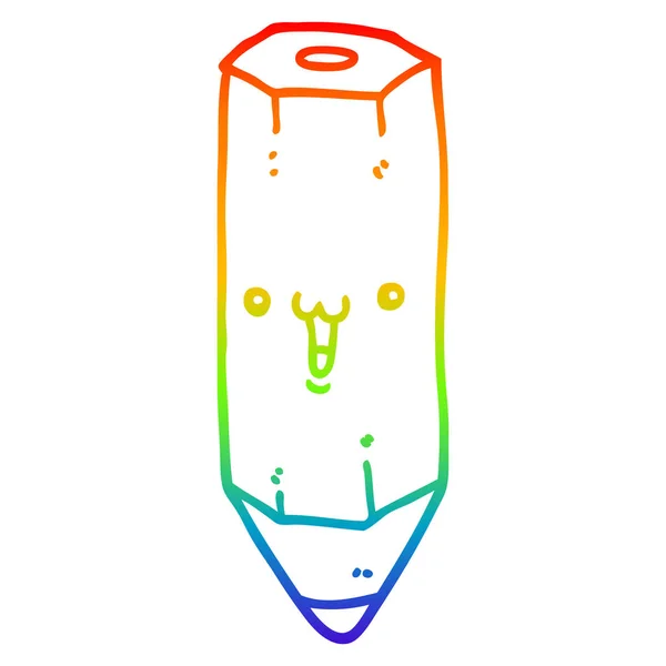 Arco iris gradiente línea dibujo dibujos animados feliz lápiz — Vector de stock