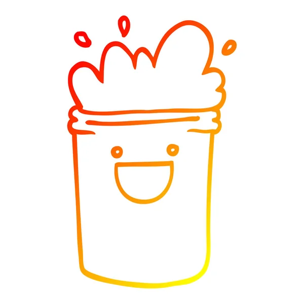 Linha gradiente quente desenho desenhos animados bebidas felizes — Vetor de Stock
