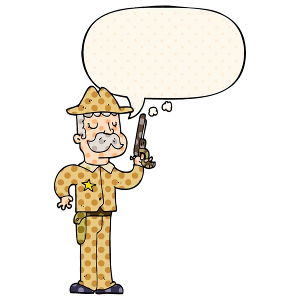 Cartoon sheriff en toespraak bubble in Comic Book stijl — Stockvector