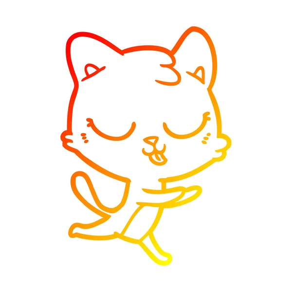 Ζεστό γραμμή ντεγκραντέ σχέδιο γάτα καρτούν σφύριγμα — Διανυσματικό Αρχείο