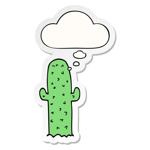 Cartoon cactus en dacht Bubble als een gedrukte sticker — Stockvector