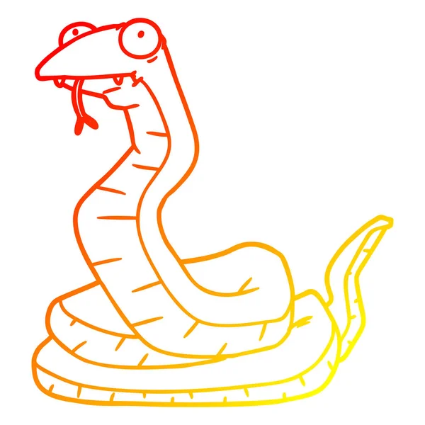 Caldo gradiente linea disegno cartone animato serpente — Vettoriale Stock