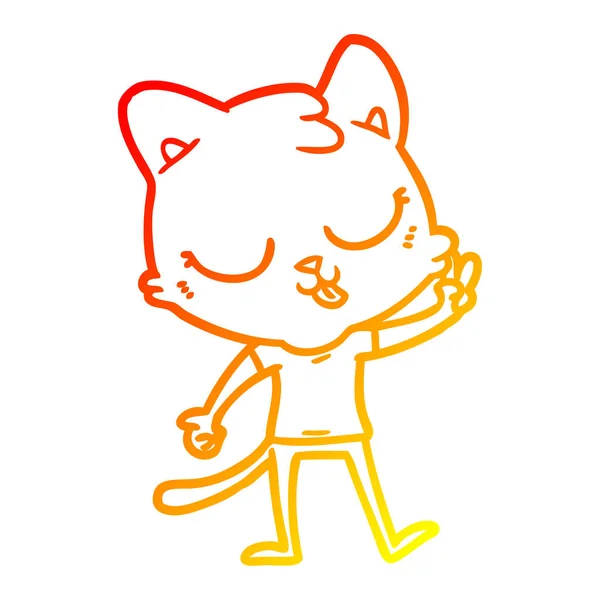 Sıcak degrade çizgi çizim karikatür kedi — Stok Vektör