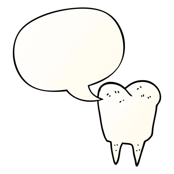 Καρτούν δόντι και φούσκα ομιλίας σε ομαλό στυλ ντεγκραντέ — Διανυσματικό Αρχείο