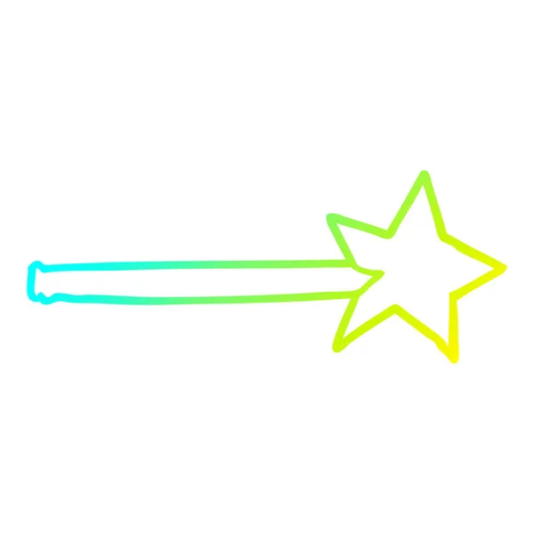 Linha gradiente frio desenho varinha estrela mágica — Vetor de Stock