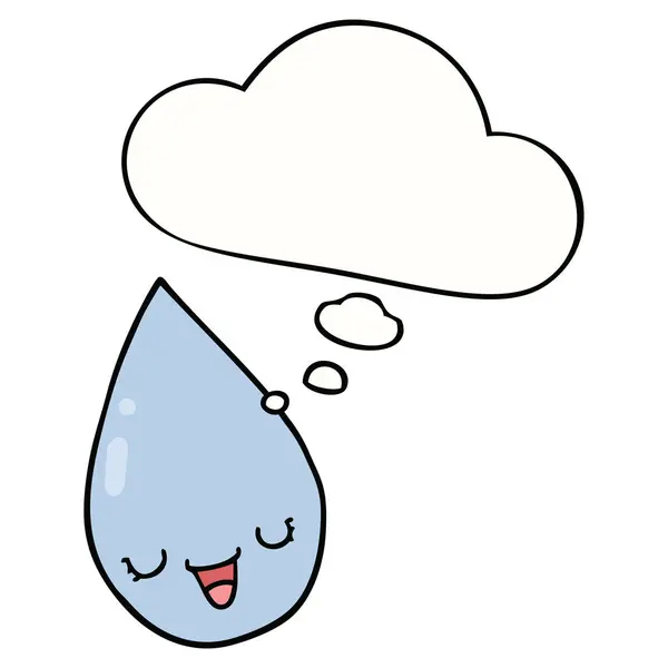 Cartoon raindrop and thought bubble — Stock Vector