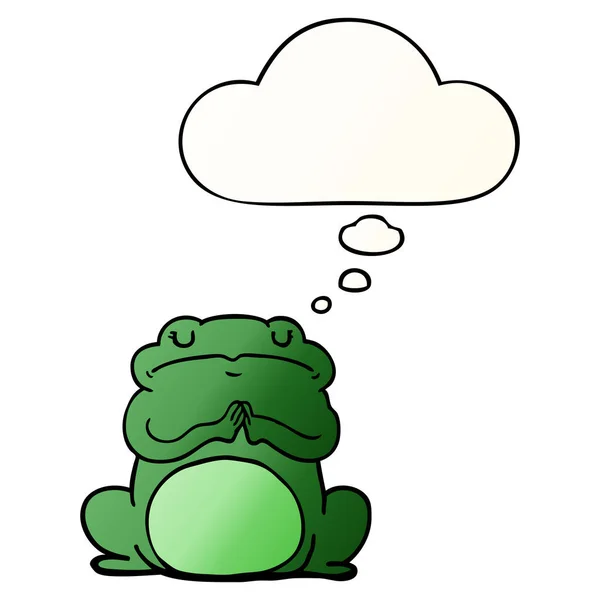 卡通傲慢的青蛙和思想泡沫在平滑的渐变样式 — 图库矢量图片