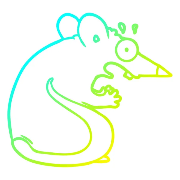 冷たいグラデーションライン描画漫画おびえたマウス — ストックベクタ