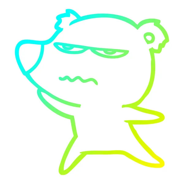 冷たいグラデーションライン描画怒っているクマの漫画 — ストックベクタ