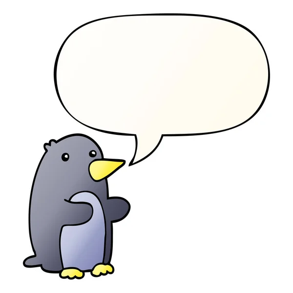 Cartoon penguin and speech bubble in smooth gradient style — Stock Vector