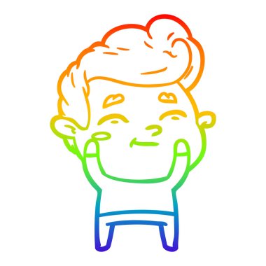 gökkuşağı degrade çizgi çizim mutlu karikatür adam