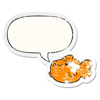 karikatür balık ve konuşma balonu sıkıntılı etiket