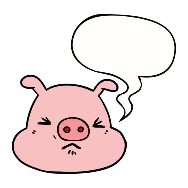 karikatür kızgın domuz yüz ve konuşma balonu
