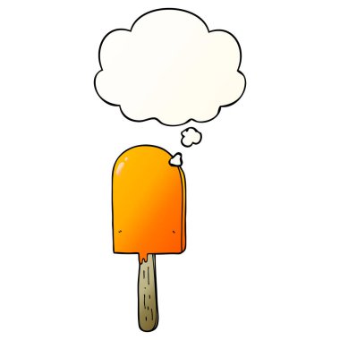 çizgi film lolipop ve pürüzsüz degrade tarzında düşünce balonu