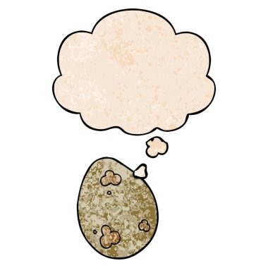 karikatür yumurta ve grunge doku desen tarzında düşünce balonu