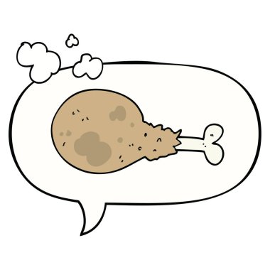 karikatür pişmiş tavuk bacak ve konuşma balonu