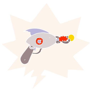 retro tarzında karikatür ışın silah ve konuşma balonu