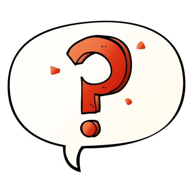 çizgi film soru işareti ve konuşma balonu düzgün degrade tarzında