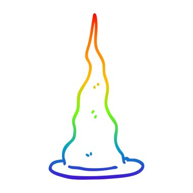 gökkuşağı gradyan çizgi çizim karikatür cadı şapka