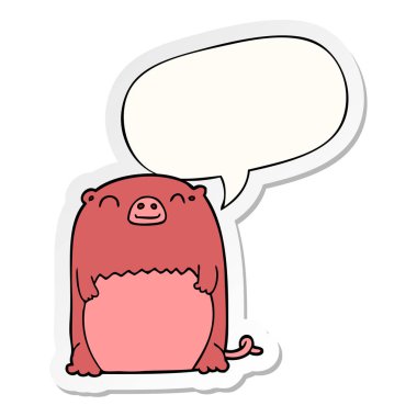 karikatür yaratık ve konuşma kabarcık etiket