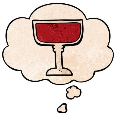 karikatür şarap cam ve grunge doku desen düşünce balonu 