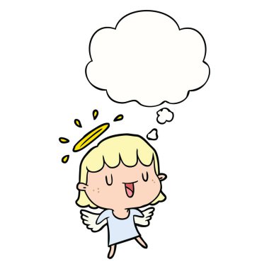 karikatür melek ve düşünce balonu