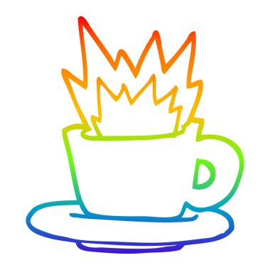 gökkuşağı degrade çizgi çizim kahve karikatür fincan