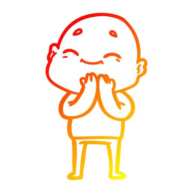 sıcak degrade çizgi çizim mutlu karikatür kel adam