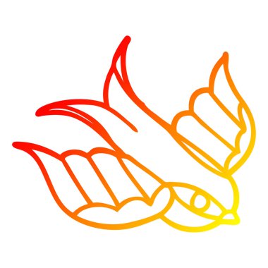 sıcak degrade çizgi çizim karikatür kırlangıç dövme