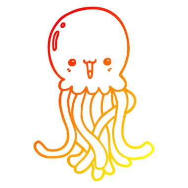 sıcak degrade çizgi çizim karikatür denizanası