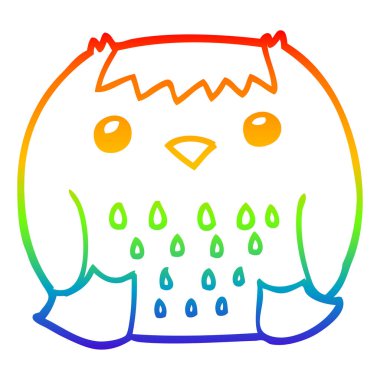 gökkuşağı degrade çizgi çizim karikatür baykuş