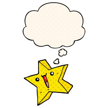 çizgi film mutlu yıldız ve çizgi roman tarzında düşünce balonu