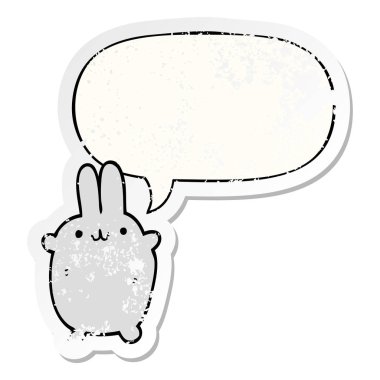karikatür tavşan ve konuşma kabarcık sıkıntılı Sticker
