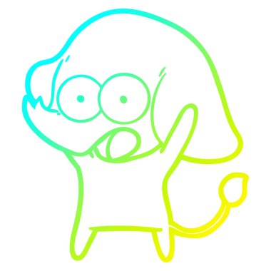 soğuk degrade çizgi çizim sevimli karikatür fil