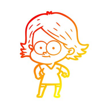 sıcak degrade çizgi çizim mutlu karikatür kız