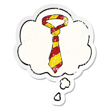 karikatür ofis kravat ve sıkıntılı bir yıpranmış sopa olarak kabarcık düşünce