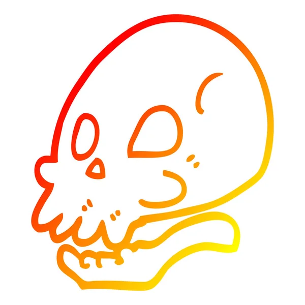 Línea de gradiente caliente dibujo de dibujos animados cráneo — Archivo Imágenes Vectoriales