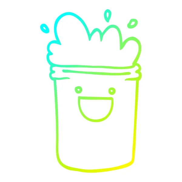 冷たいグラデーションライン描画漫画幸せな飲み物 — ストックベクタ