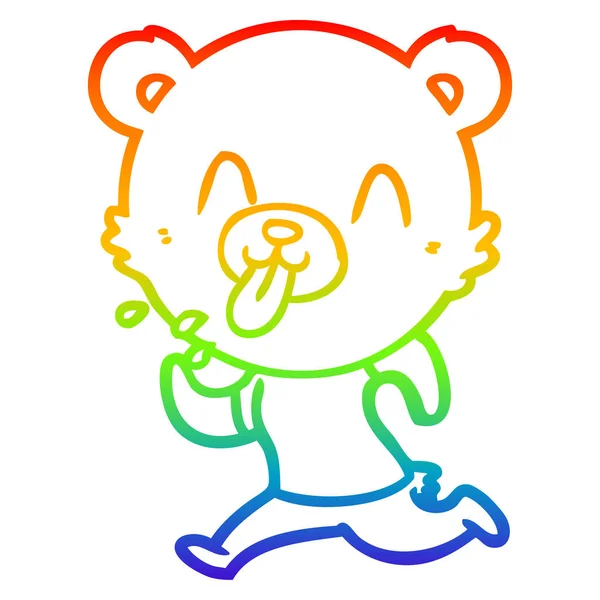 Rainbow gradient ligne dessin grossier dessin animé ours polaire collant o — Image vectorielle